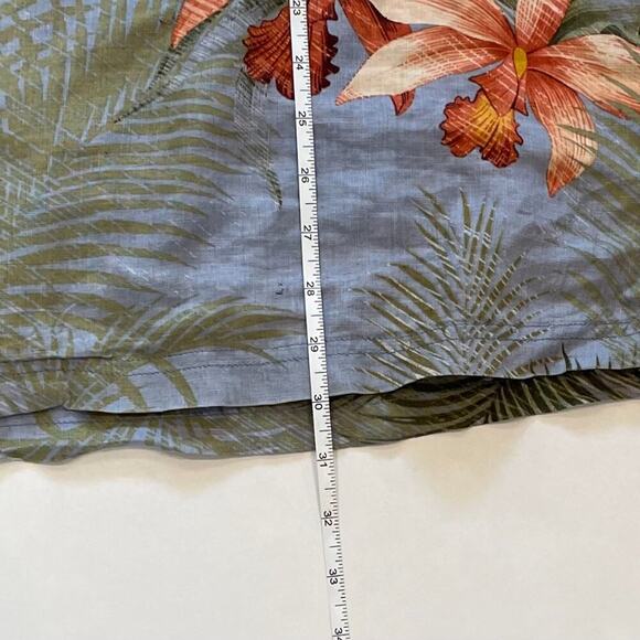 Tommy Bahama Linen Blue Floral Palm Tropical Camp Collar Button Down Shirt XL - Picture 9 of 12
